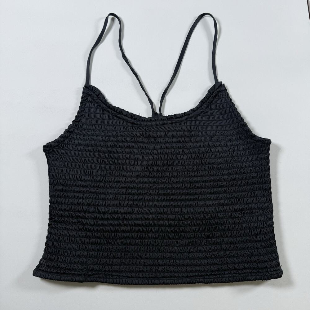 Free People Intimately Smocked Crop Top Black Strap Stretch Tank Women’s Size S